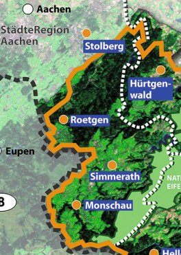 LEADER Region Eifel in der StädteRegion Aachen (gelb)